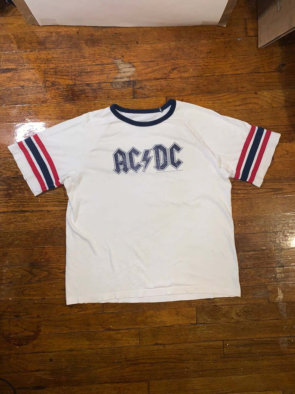 Vintage Y2K AC DC 2004 Ringer T Shirt Mens Medium Arizona Striped Sleeve